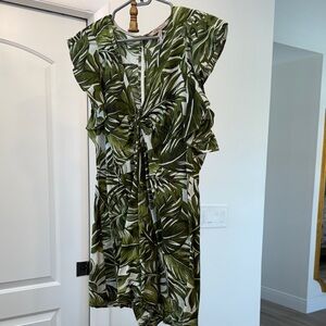 BCBGeneration Green Leaf Print Mini Dress